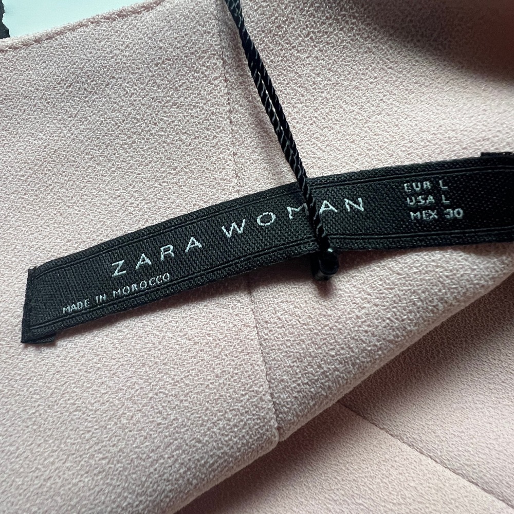 Zara Woman Pink Tiered Ruffle Skort High Waist Mini Skirt Shorts L - Picture 6 of 11